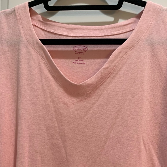 Talbots pink 3/4 Sleeve Tee Plus Sz 2X V-Neck Armpit To Armpit 26” - Picture 4 of 5